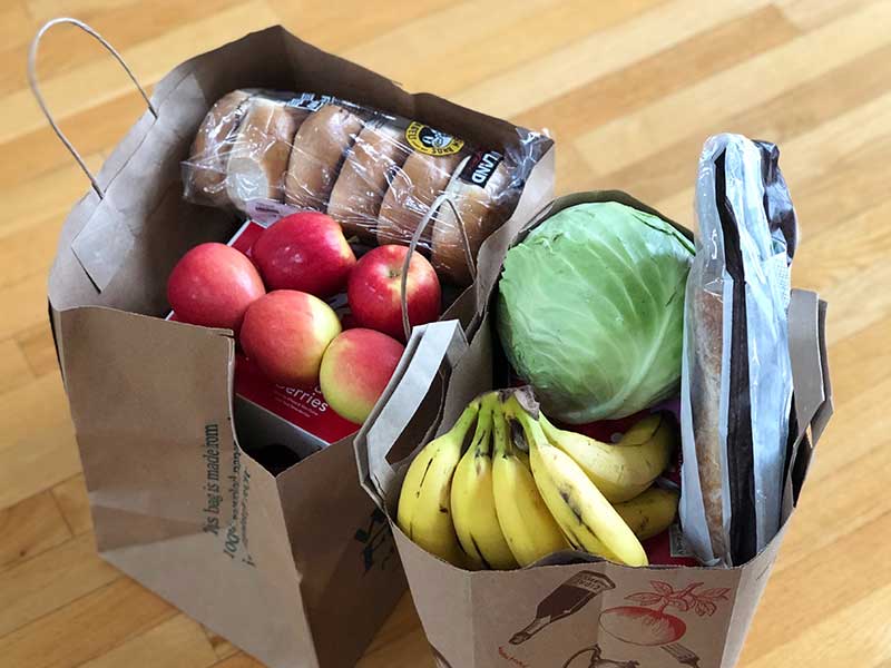 grocery bags with healthy food