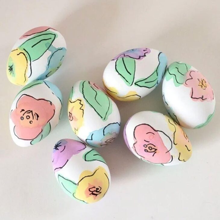 floral painted easter eggs