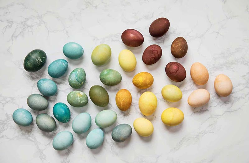 naturally rainbow colored eggs