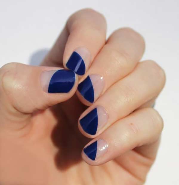 navy french tip nails