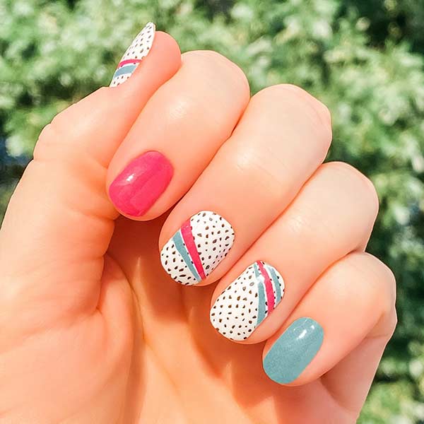 pink and teal nails