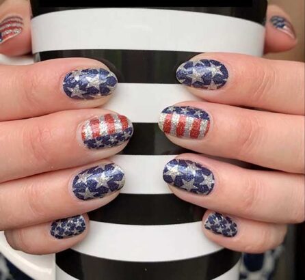 glittery flag nails