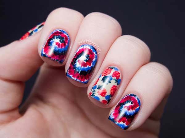 patriotic tie dye nails
