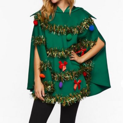 Christmas tree poncho sweater