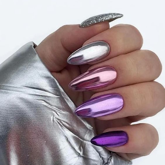 pink metallic gradient nails