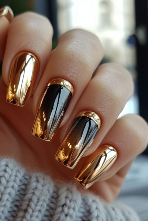 gold ombre manicure