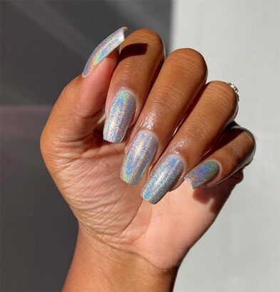 sparkling silver nails