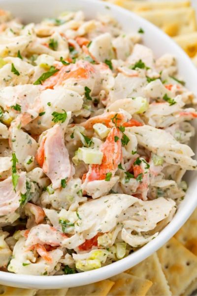 Crab Salad recipe that is perfect for sandwiches, appetizers, or parties!
Crab rolls anyone?