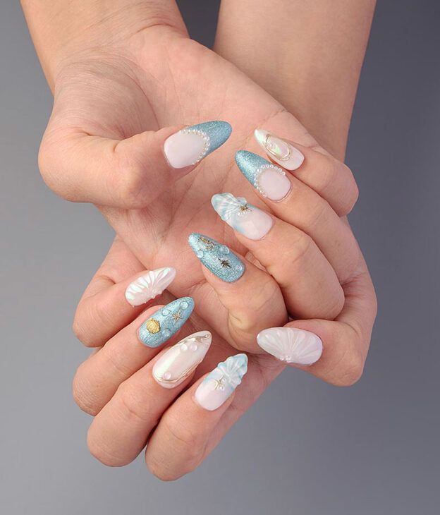 ocean pearl seashell nails