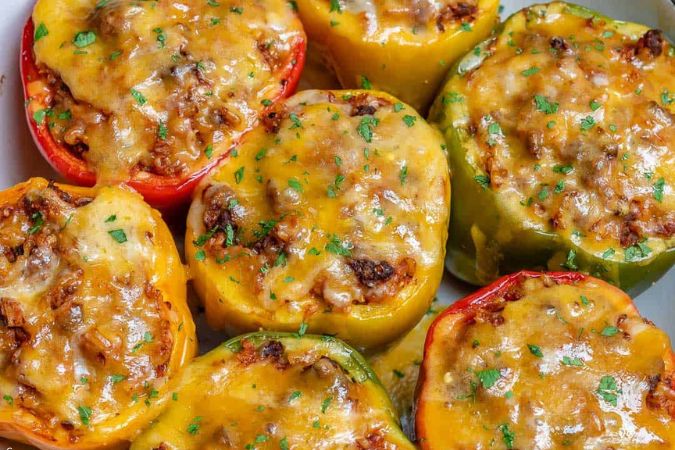 Easy Stuffed Bell Peppers with Ground Beef and Brown Rice