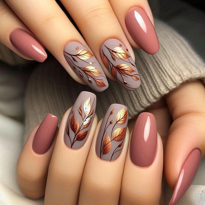 dusty rose fall nails