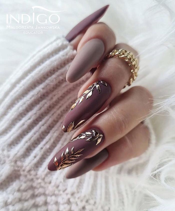 gold leaf nail designs