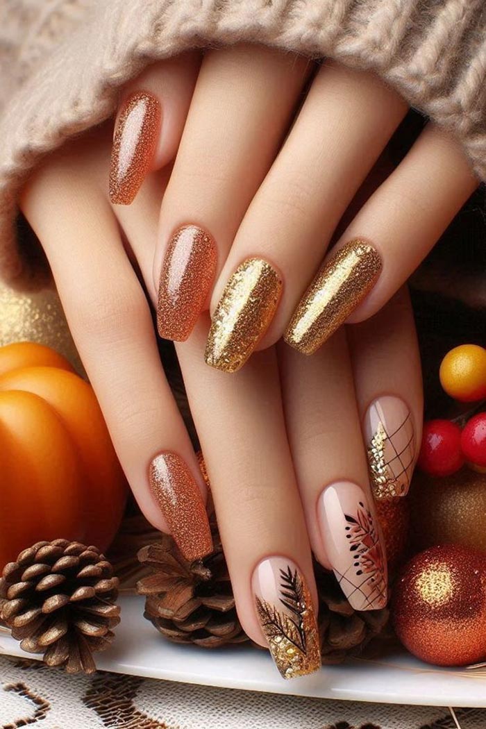 rose gold fall nails