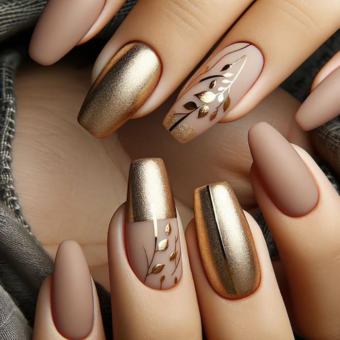 shimmery golden nails