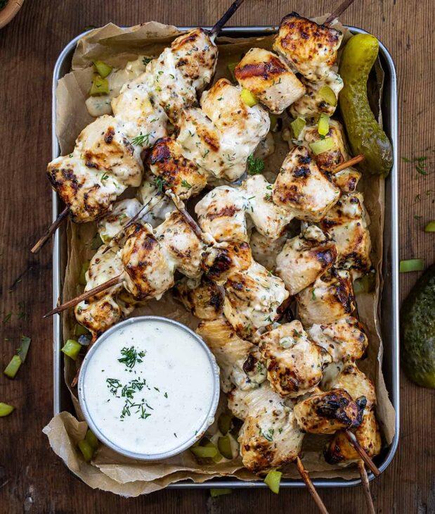 Dill Pickle Ranch Chicken Skewers BBQ Recipes