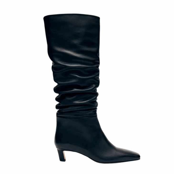 ALOHAS Kalila-Leather-Ruched-Kitten-Heel-Boot fall boot
