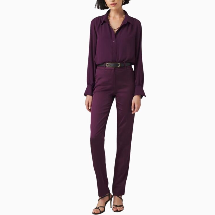 White House Black Market Petite High Rise Satin Straight Pant