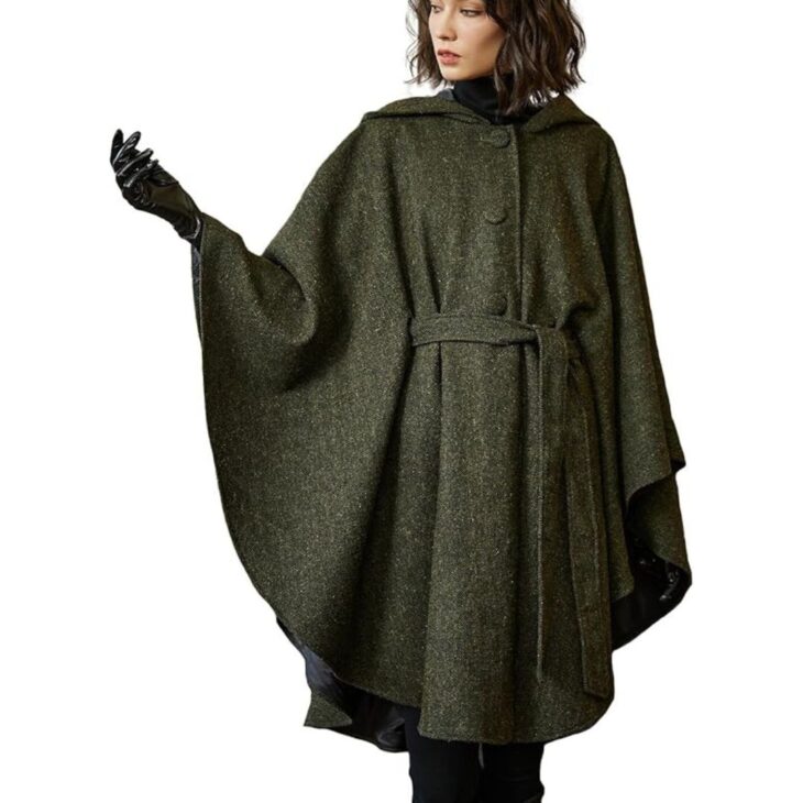 Amazon (US) BEAUTELICATE Women Tweed Hooded Belted Cloak