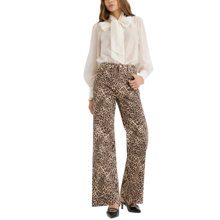 LOFT High Rise Wide Leg Jeans in Leopard Print