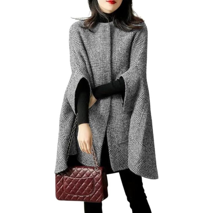 Amazon (US) chouyatou Women's Elegant Plaid Poncho