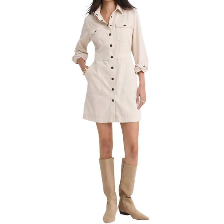 LOFT Corduroy Mini Pocket Shirtdress