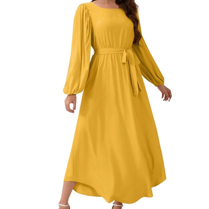 Efsteb Fall Fashion 2025 Womens Elegant Dresses Long Sleeve V Neck Maxi Dresses