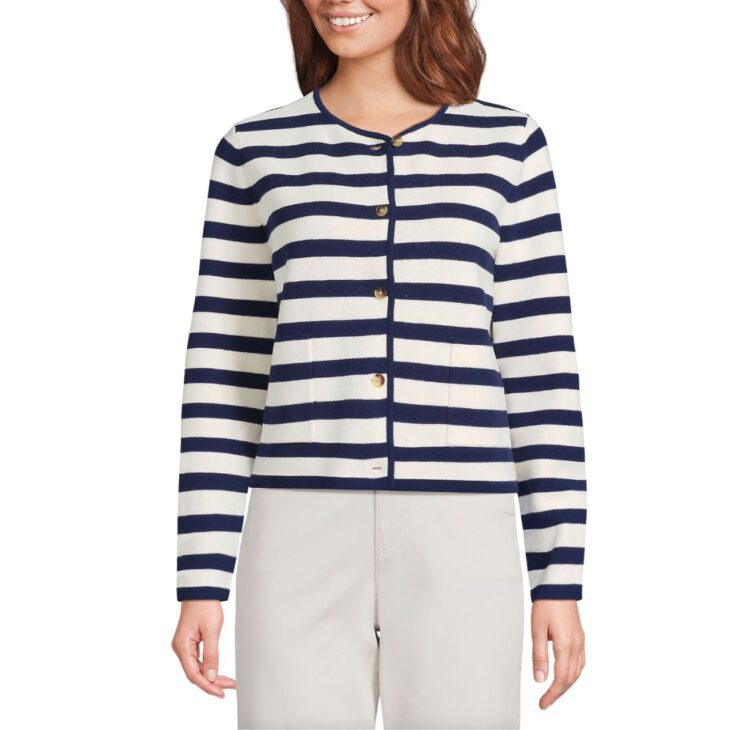 Lands' End (US) Women's Fine Gauge Cotton Milano Blazer Sweater