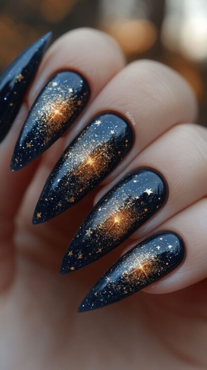 galaxy cat eye nails