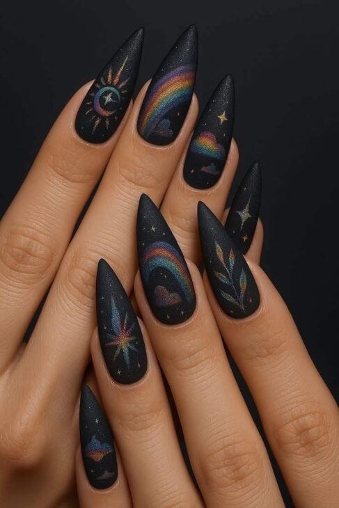 black matte nails