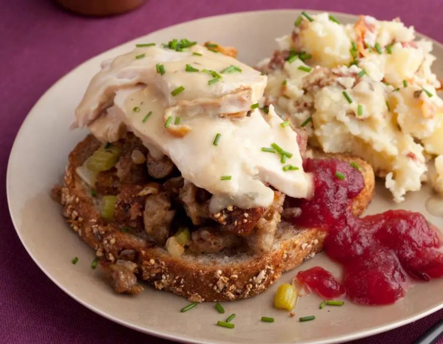 Open faced turkey sandwich